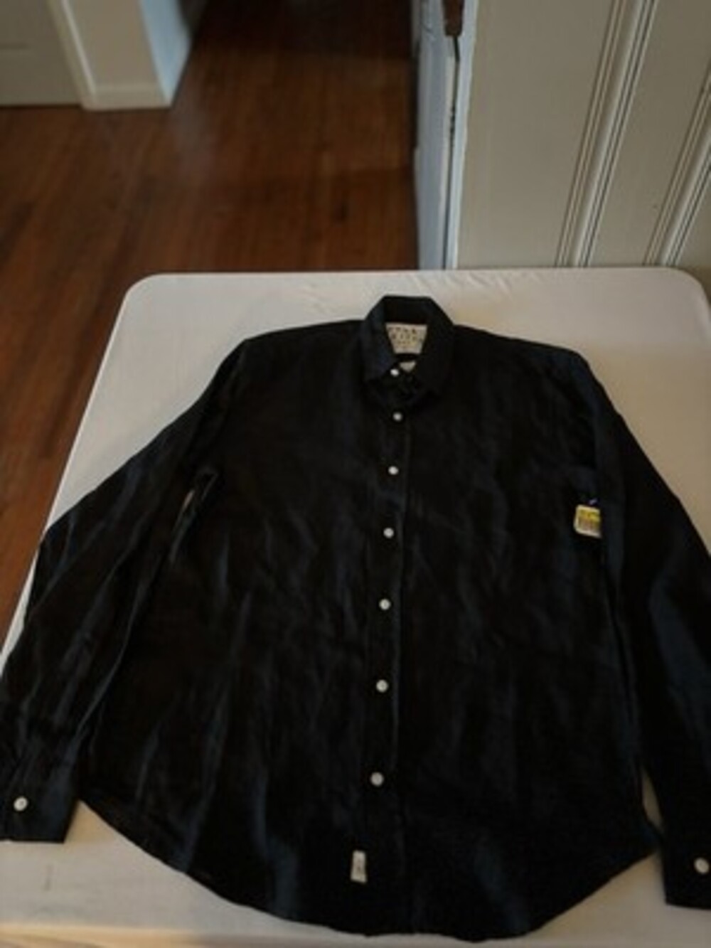 Frank & Eileen Finbar Black 100% Linen Button Down Shirt XS Woven In Italy Ne